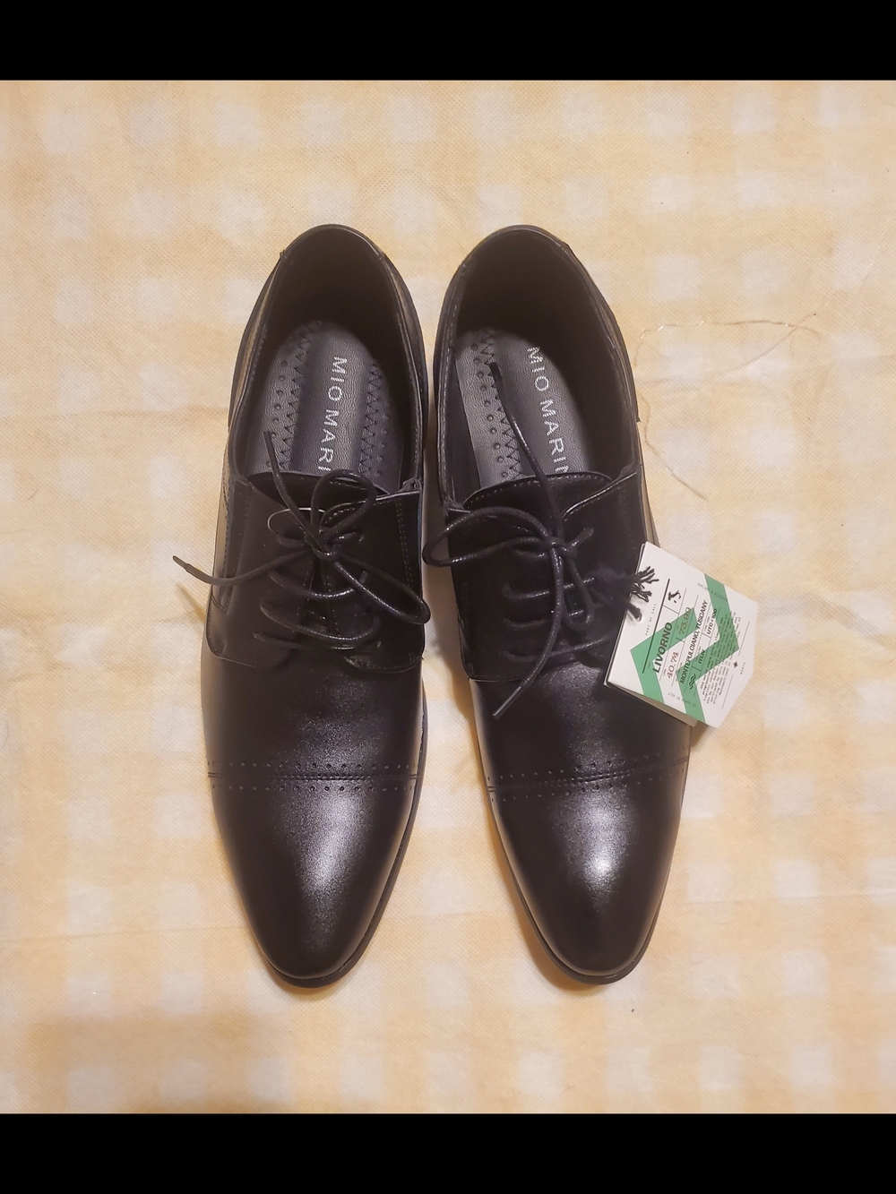 Mio Mari Men's Black Leather Lace-Up Oxfords